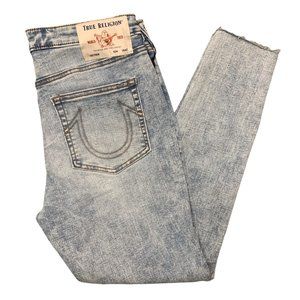 NWT True Religion Jennie Curvy 10" Rise Skinny Cut Off Hem Size 32 Jeans